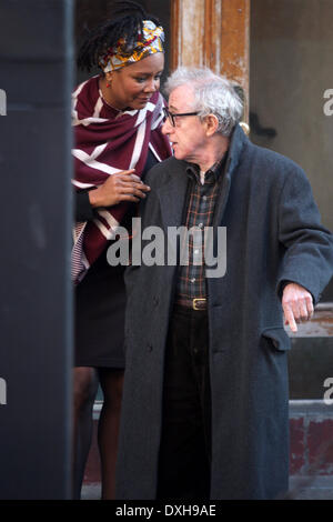 Woody Allen Promis am Set von "Fading Gigolo" shooting on Location mit Manhattan: Woody Allen Where: New York Stockfoto