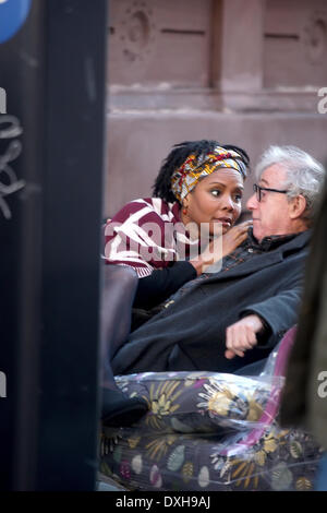 Woody Allen Promis am Set von "Fading Gigolo" shooting on Location mit Manhattan: Woody Allen Where: New York Stockfoto