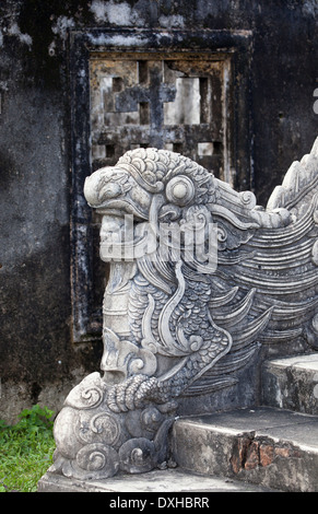 Stein-Treppe auf dem Gelände der Zitadelle (Kaiserstadt) Hue Stockfoto