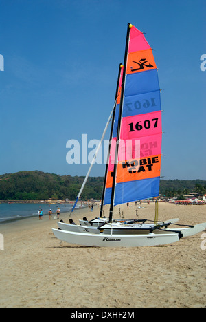 Segelboot am Strand von Goa Indien Stockfoto