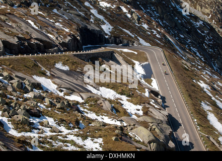 Passstraße am Grimselpass in der Schweiz Stockfoto