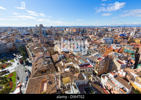 Aerial Skyline Plaza De La Reina in Spanien Valencia Stockfoto