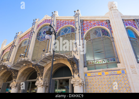 Valencia Mercado Central Markt Hauptfassade in Spanien Stockfoto