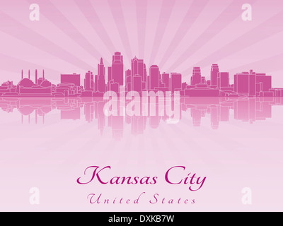 Kansas City Skyline in lila radiant Stockfoto