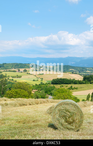 Französische Landschaft mit Hügeln und Rasen rollt Stockfoto