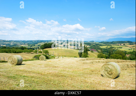 Französische Landschaft mit Hügeln und Rasen rollt Stockfoto