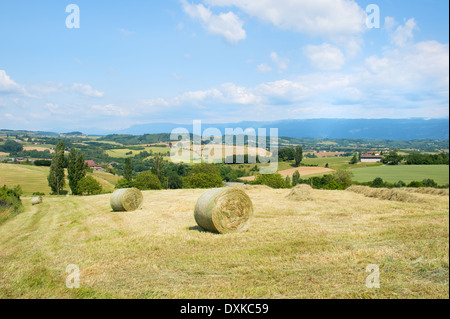 Französische Landschaft mit Hügeln und Rasen rollt Stockfoto