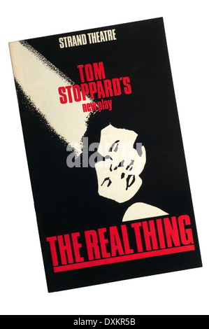 Programm für die 1982 Produktion von The Real Thing von Tom Stoppard im Strand Theatre. Stockfoto