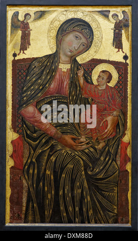 Meister der Heiligen Magdalena - thronende Madonna mit Kind und zwei Engeln - 1270 - XIII th Jahrhundert - italienische Schule - Gemäld Stockfoto