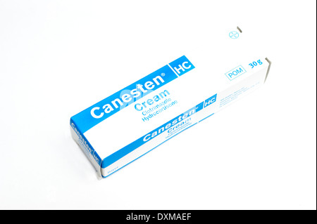 Canesten Creme (Clotrimazol Hydrocortison) verwendet in der Behandlung von Infektionen der Haut, verursacht durch verschiedene Arten von Pilzen Stockfoto