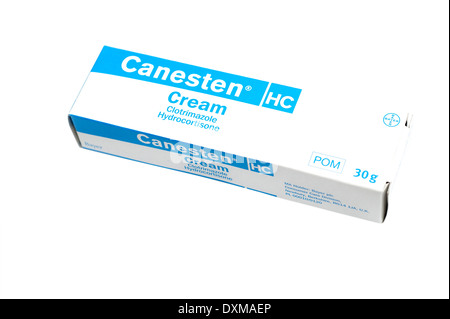 Canesten Creme (Clotrimazol Hydrocortison) verwendet in der Behandlung von Infektionen der Haut, verursacht durch verschiedene Arten von Pilzen Stockfoto