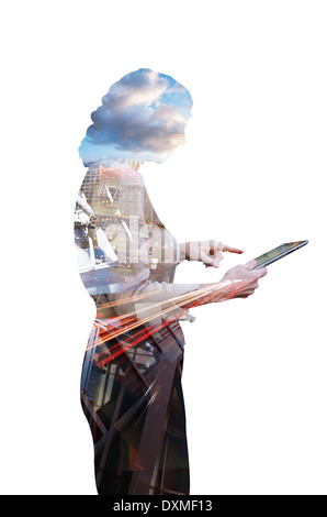 Geschäftsfrau und Technologie Stockfoto