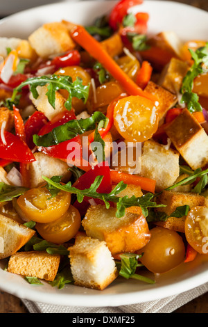 Traditionelle gesunde Panzanella Salad mit Semmelbrösel und Gemüse Stockfoto