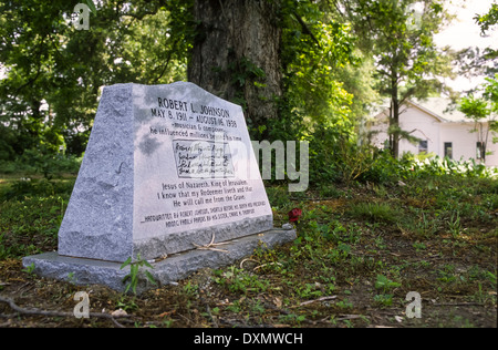 GREENWOOD, MISSISSIPPI, USA - mögliche Grab Marker für Robert Johnson, Delta-Blues-Musiker am Zion M. B. Kirchlein Stockfoto