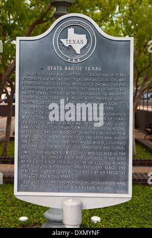 STATE BAR OF TEXAS im 15. Juli 1882, einer Freiwilligenorganisation Texas Anwälte bekannt als Texas Bar Association, war allgemei Stockfoto