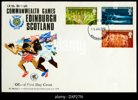 1970 erste Abdeckung Tages feiern IXth Commonwealth Games in Edinburgh. Poststempel in Edinburgh. Stockfoto