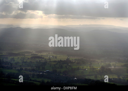 South Shropshire Landschaft, gesehen vom Titterstone Clee Hill Stockfoto