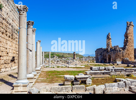 Bereich Süd Bäder in den Ruinen der antiken Stadt Perge in Pamphylien, Provinz Antalya, Türkei Stockfoto