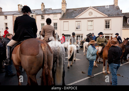 Hunt sammelt in Hay on Wye am zweiten Weihnachtstag Stockfoto