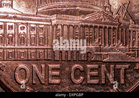 Vereinigte Staaten Münze Penny Hintergrundbild für Tapeten oder Kunst Hintergrund. Stockfoto