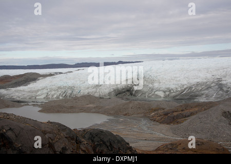 Grönland, Qeqqata Gemeinde, Kangerlussuaq (große Fjord aka Sondre Stromfjord). Grönlands Eiskappe aka Eisschild. Stockfoto