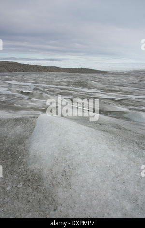 Grönland, Qeqqata Gemeinde, Kangerlussuaq (große Fjord aka Sondre Stromfjord). Grönländische Eisschild oder Eiskappe. Stockfoto