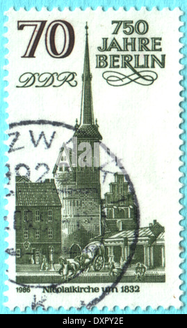 FEDERAL REPUBLIC OF GERMANY - CIRCA 1986: Eine Briefmarke gedruckt in der Bundesrepublik Deutschland zeigt 750 Jahre Berlin, ca. 1986 Stockfoto