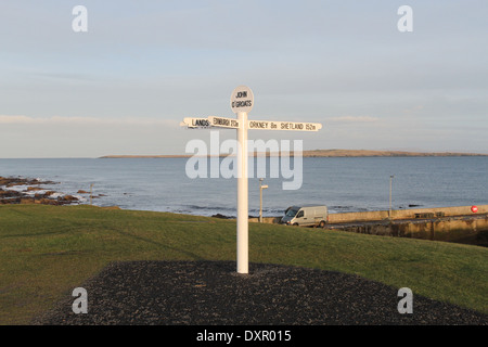 Wegweiser John O' Groats Schottland März 2014 Stockfoto