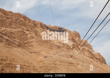 Seilbahn hinauf nach Masada, Southern District, Israel. Stockfoto