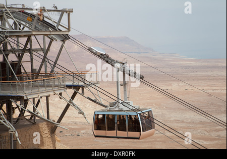 Seilbahn hinauf nach Masada, Southern District, Israel. Stockfoto