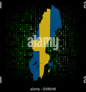 Schweden Karte Flagge auf hex-Code illustration Stockfoto