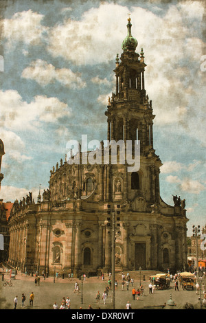 Vintage Bild von der Hofkirche in Dresden, Deutschland Stockfoto