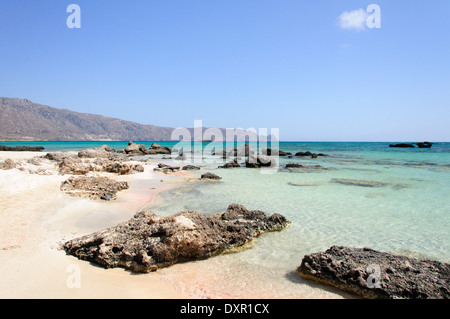 Elafonisi oder Elafonissi, "Deer Island" in griechischer Sprache, einer der die wunderschönen Strände von Kreta Stockfoto