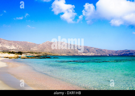 Elafonisi oder Elafonissi, "Deer Island" in griechischer Sprache, einer der schönsten Strände von Kreta Stockfoto