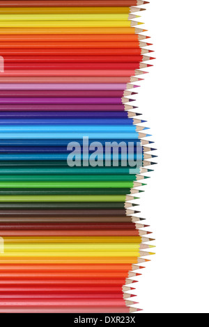 Schulmaterialien Buntstifte bilden eine Welle, Bildung, Erfolg und Gewinn Thema Stockfoto