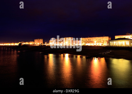 Viktorianische Pier in der Nacht, Worthing Stadt, Grafschaft West Sussex, England, UK Stockfoto