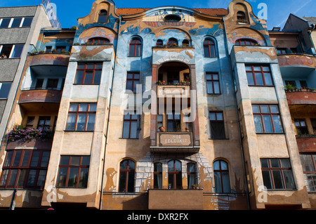 Hos Geldiniz, Falckensteinstrasse 46 in Berlin, Deutschland, Europa. Sie finden das wunderschön gemalte Haus am westlichen Ende Stockfoto