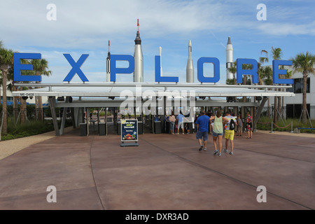 Merritt Island, Vereinigte Staaten von Amerika, Menschen vom am Kennedy Space Center Visitor Complex Stockfoto