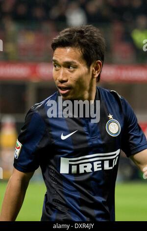 Mailand, Italien. 27. März 2014. Yuto Nagatomo (Inter) Fußball: Italienische "Serie A" match zwischen Inter Mailand 0-0 Udinese im Stadio Giuseppe Meazza in Mailand, Italien. © Enrico Calderoni/AFLO SPORT/Alamy Live-Nachrichten Stockfoto