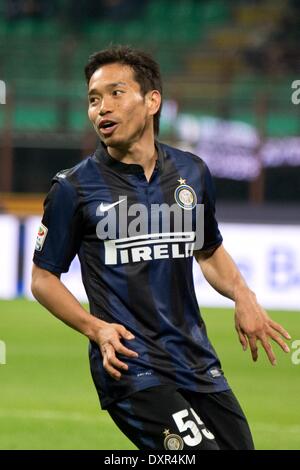 Mailand, Italien. 27. März 2014. Yuto Nagatomo (Inter) Fußball: Italienische "Serie A" match zwischen Inter Mailand 0-0 Udinese im Stadio Giuseppe Meazza in Mailand, Italien. © Enrico Calderoni/AFLO SPORT/Alamy Live-Nachrichten Stockfoto