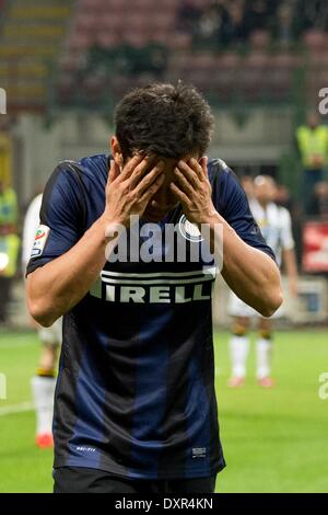 Mailand, Italien. 27. März 2014. Yuto Nagatomo (Inter) Fußball: Italienische "Serie A" match zwischen Inter Mailand 0-0 Udinese im Stadio Giuseppe Meazza in Mailand, Italien. © Enrico Calderoni/AFLO SPORT/Alamy Live-Nachrichten Stockfoto