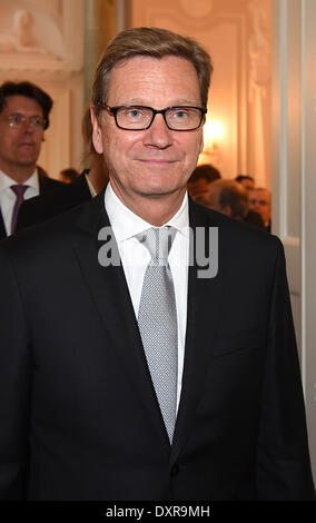 Berlin, Deutschland. 28. März 2014. Guido Westerwelle bei der Begrüßung im Schloss Oslo auf Freitag, 28. März 2014 in Berlin Kredit: Dpa picture-Alliance/Alamy Live News Stockfoto