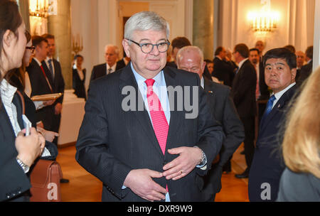 Berlin, Deutschland. 28. März 2014. Joschka Fischer bei der Begrüßung im Schloss Oslo auf Freitag, 28. März 2014 in Berlin Kredit: Dpa picture-Alliance/Alamy Live News Stockfoto