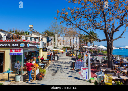 Restaurant am Meer in der Altstadt, Seite, Provinz Antalya, Türkei Stockfoto