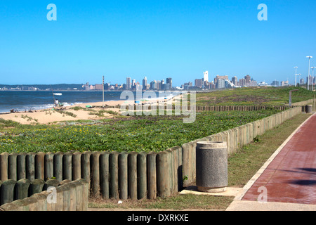 Sanierten Sanddünen weiter, um bei Blue Lagoon Beach in Durban Südafrika promenade Stockfoto