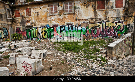 Graffiti in Lissabon Portugal Stockfoto