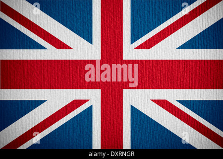 Flagge des Vereinigten Königreichs oder British Banner auf Papierhintergrund, Großbritannien Stockfoto