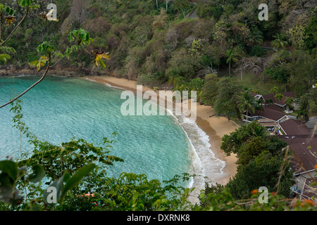 Batteaux Bay in Speyside, auf der atlantischen Küste Tobagos. Stockfoto