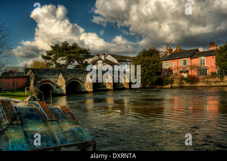 März 2014, Brücke über Avon River in Christchurch (England), HDR-Technik Stockfoto