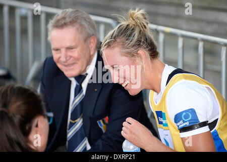 Penrith, Australien. 30. März 2014. Neue Neuseelands Emma Twigg nach dem Gewinn der Womens Single Scull(World Cup) Finale im Sydney International Regatta Centre. Bildnachweis: Aktion Plus Sport/Alamy Live-Nachrichten Stockfoto